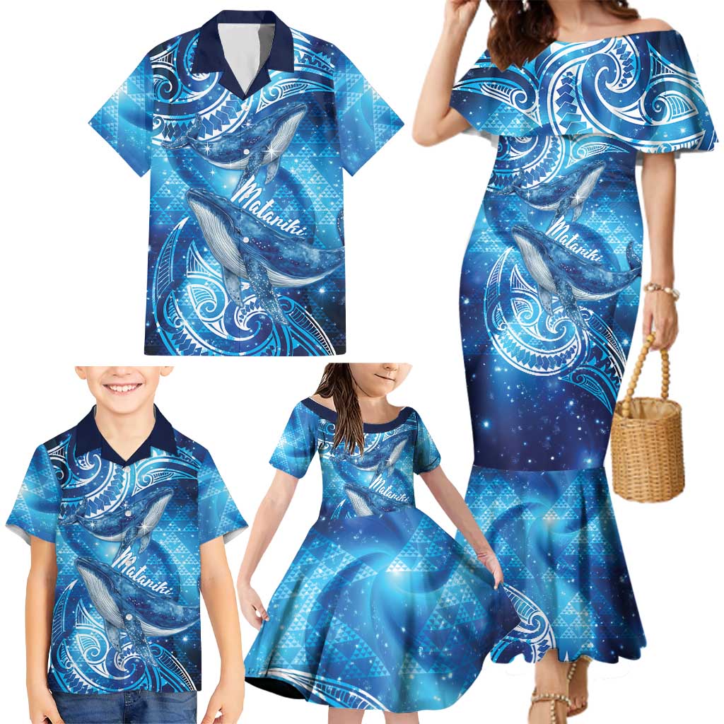 New Zealand Humpback Whale Matariki Family Matching Mermaid Dress and Hawaiian Shirt Maori New Year Taniko Niho Taniwha LT14 - Polynesian Pride