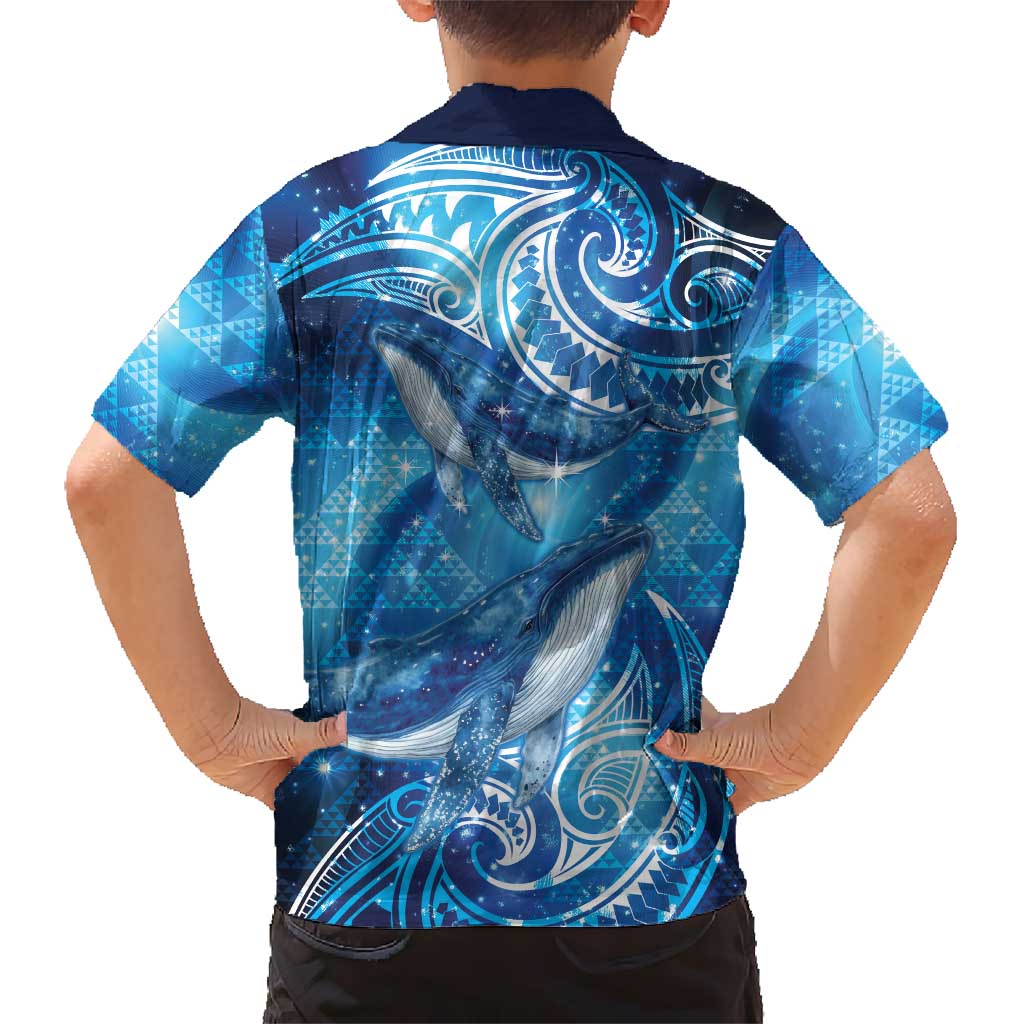 New Zealand Humpback Whale Matariki Family Matching Off Shoulder Short Dress and Hawaiian Shirt Maori New Year Taniko Niho Taniwha LT14 - Polynesian Pride