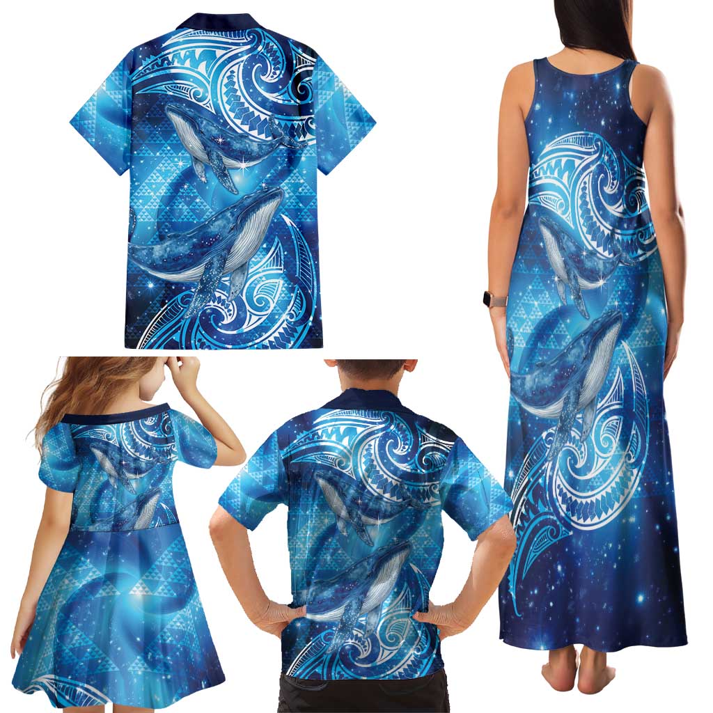 New Zealand Humpback Whale Matariki Family Matching Tank Maxi Dress and Hawaiian Shirt Maori New Year Taniko Niho Taniwha LT14 - Polynesian Pride
