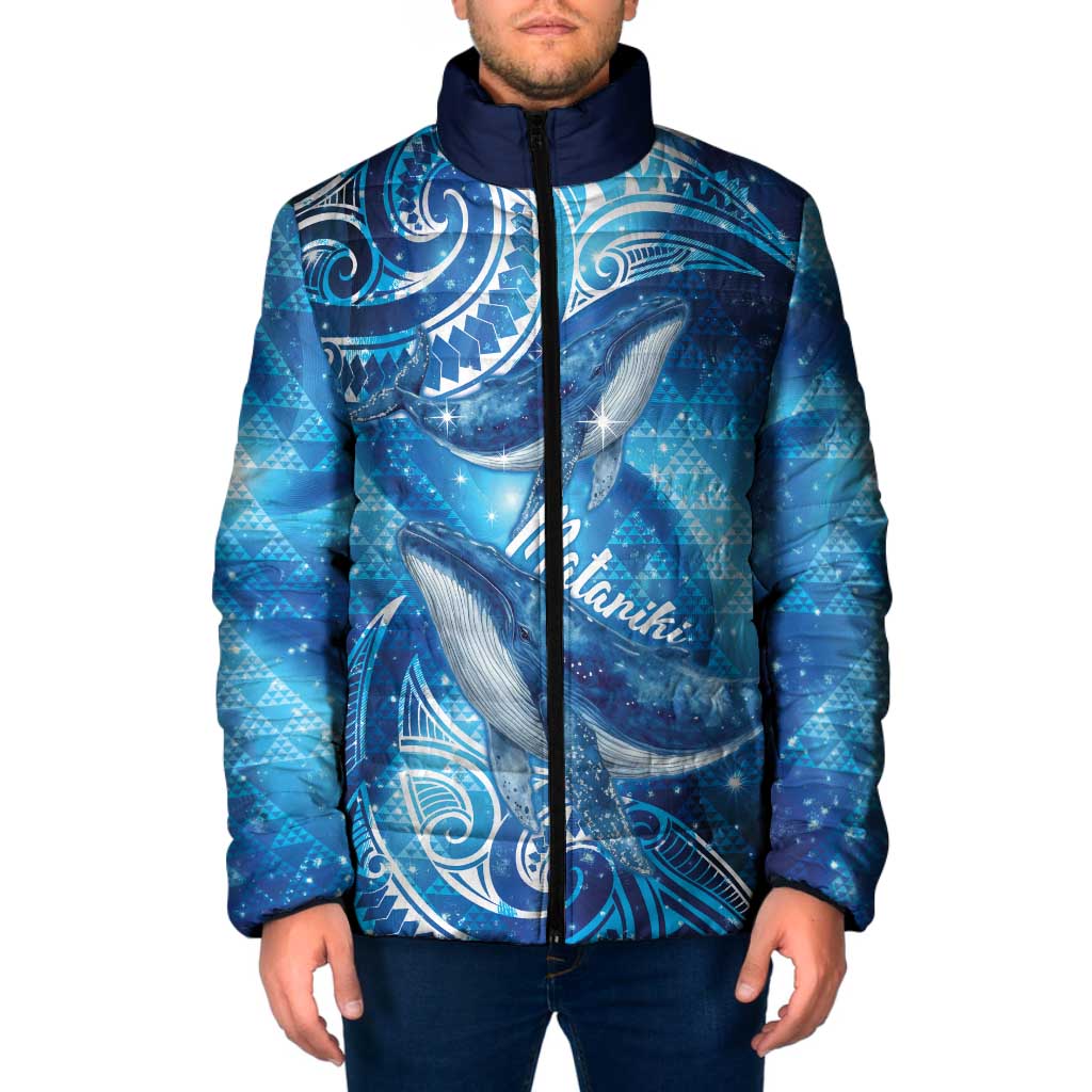 New Zealand Humpback Whale Matariki Padded Jacket Maori New Year Taniko Niho Taniwha