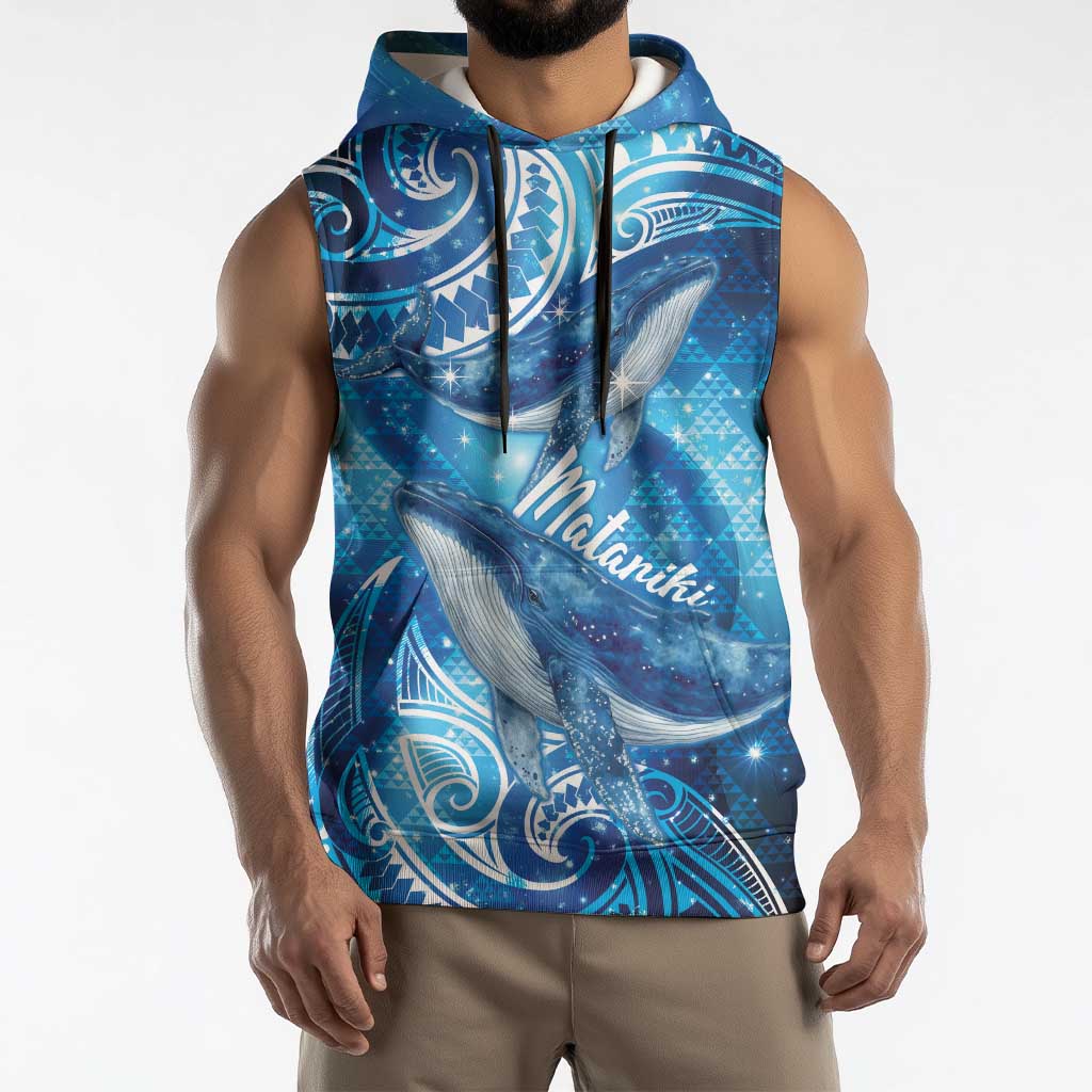 New Zealand Humpback Whale Matariki Sleeveless Hoodie Maori New Year Taniko Niho Taniwha