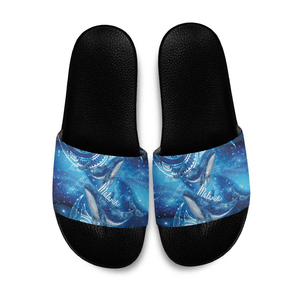 New Zealand Humpback Whale Matariki Slide Sandals Maori New Year Taniko Niho Taniwha