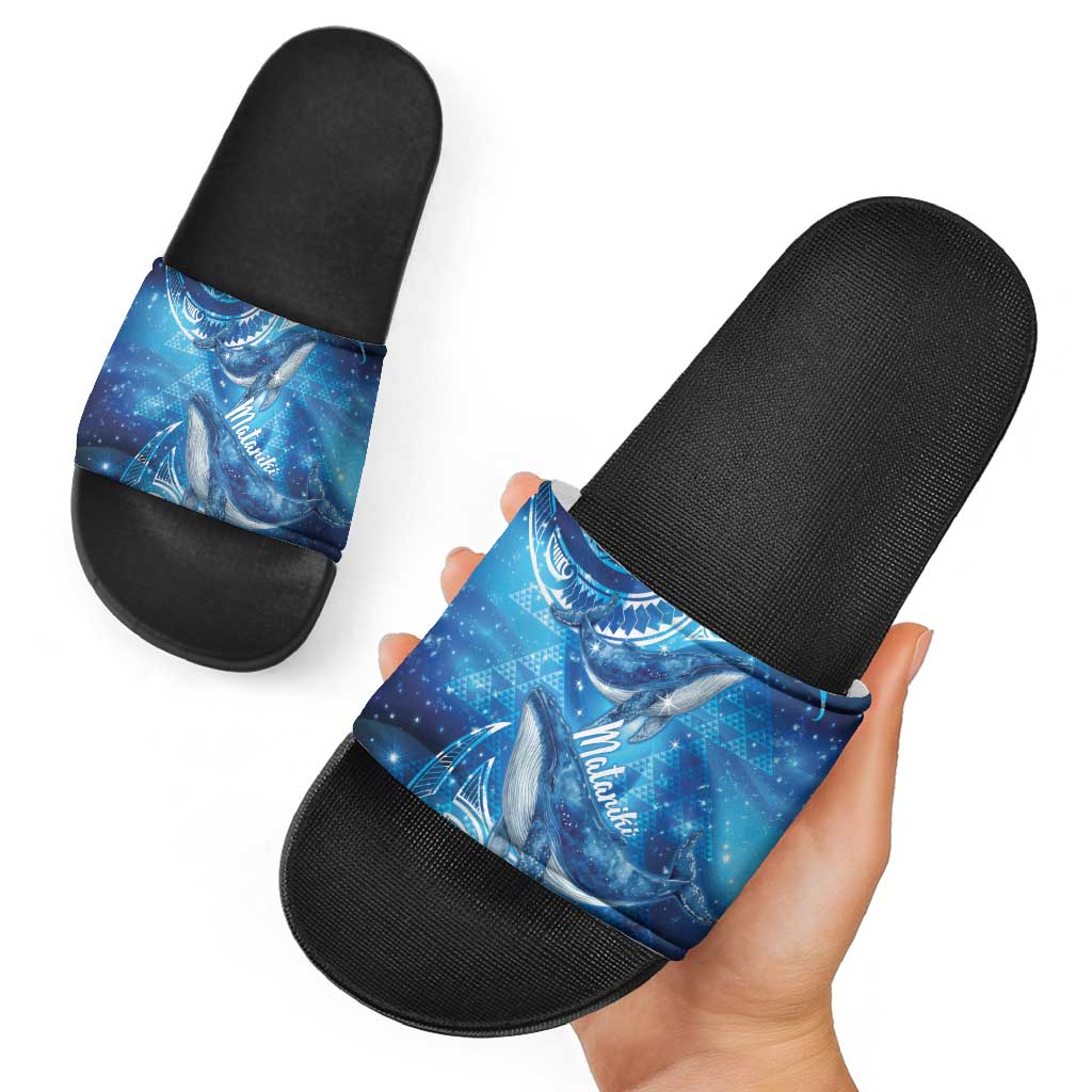 New Zealand Humpback Whale Matariki Slide Sandals Maori New Year Taniko Niho Taniwha