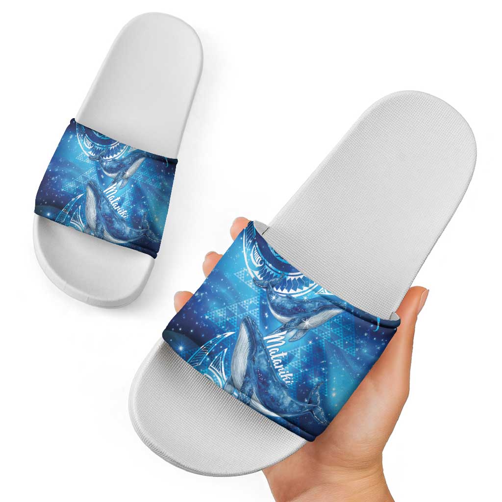 New Zealand Humpback Whale Matariki Slide Sandals Maori New Year Taniko Niho Taniwha