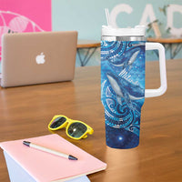 New Zealand Humpback Whale Matariki Tumbler With Handle Maori New Year Taniko Niho Taniwha LT14 - Polynesian Pride