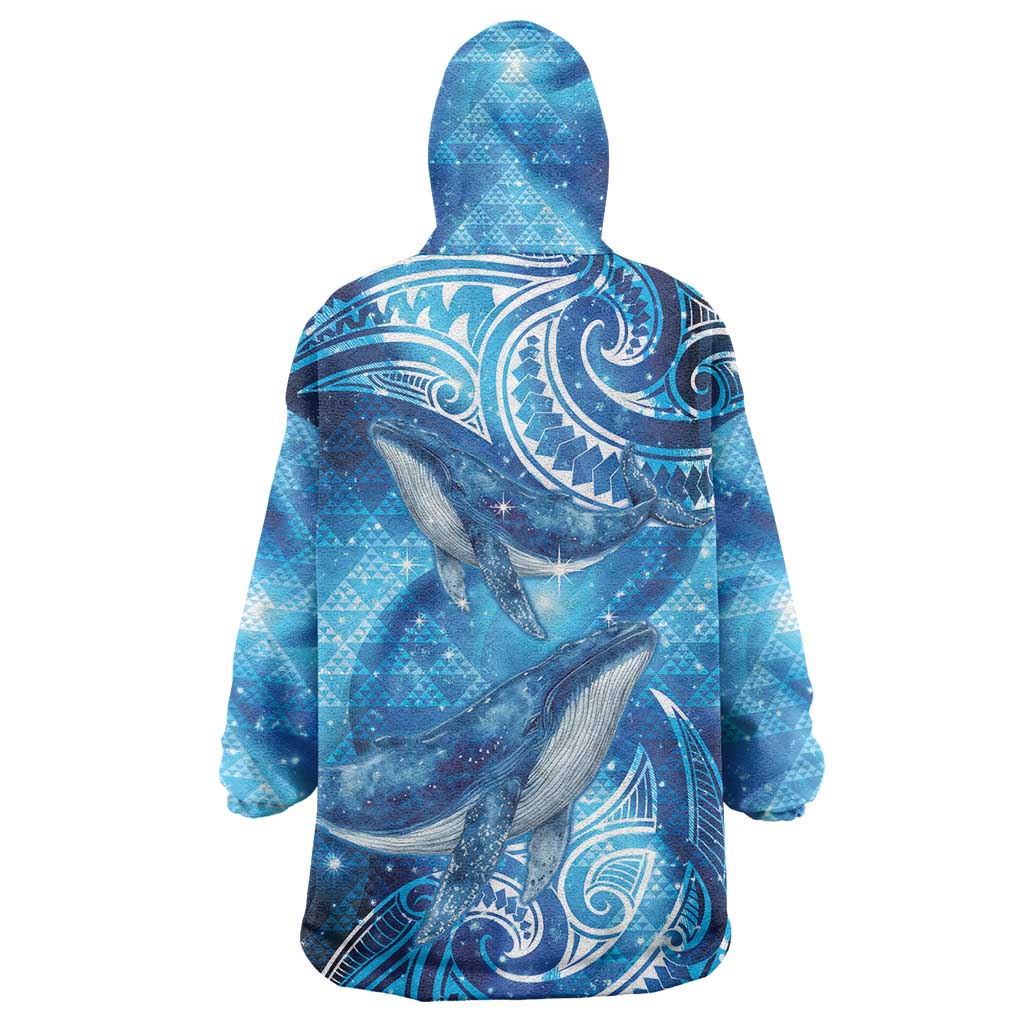 New Zealand Humpback Whale Matariki Wearable Blanket Hoodie Maori New Year Taniko Niho Taniwha