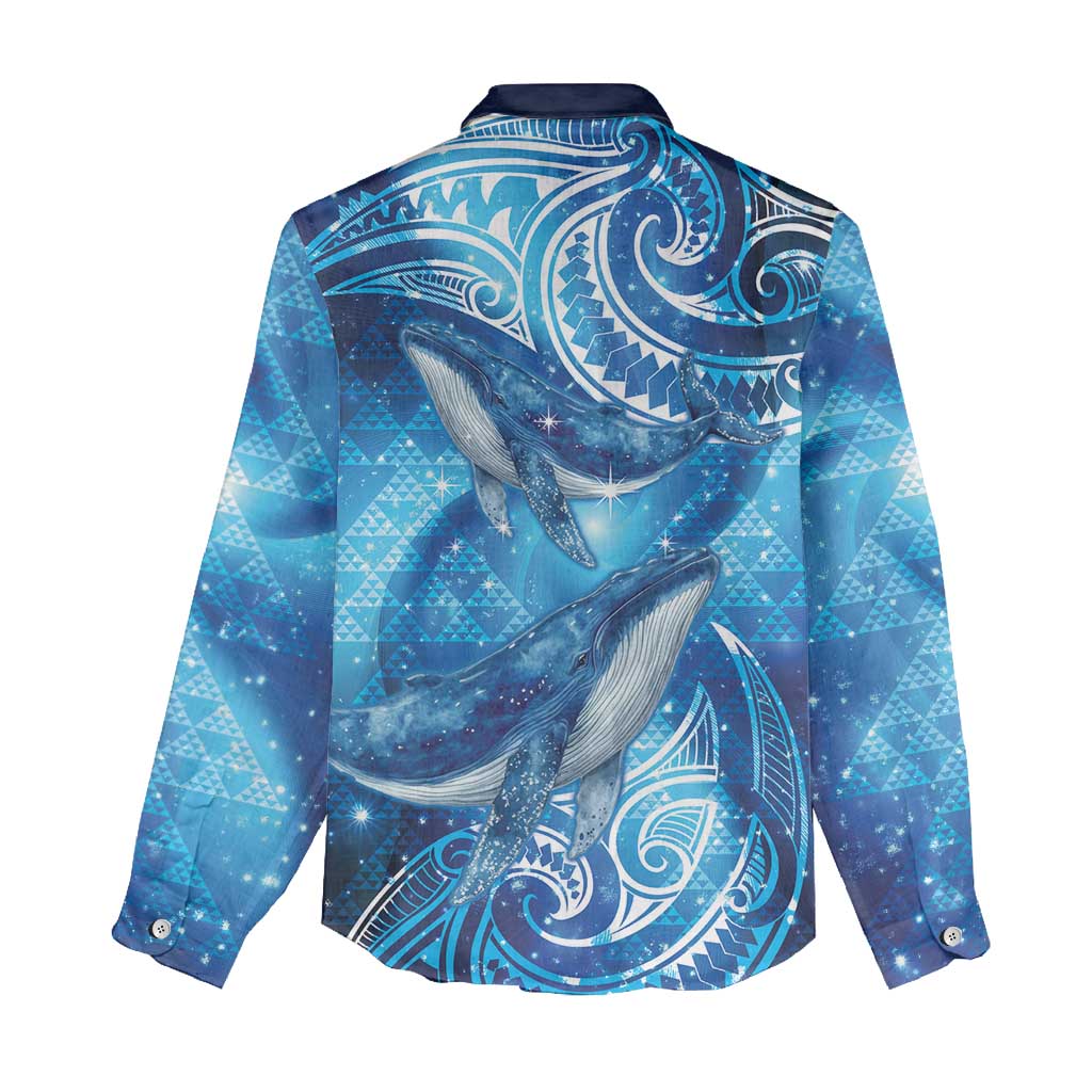 New Zealand Humpback Whale Matariki Women Casual Shirt Maori New Year Taniko Niho Taniwha LT14 - Polynesian Pride