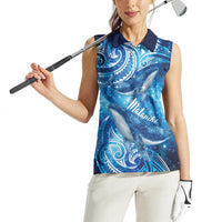 New Zealand Humpback Whale Matariki Women Sleeveless Polo Shirt Maori New Year Taniko Niho Taniwha LT14 - Polynesian Pride