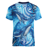 New Zealand Humpback Whale Matariki Women V-Neck T-Shirt Maori New Year Taniko Niho Taniwha LT14 - Polynesian Pride