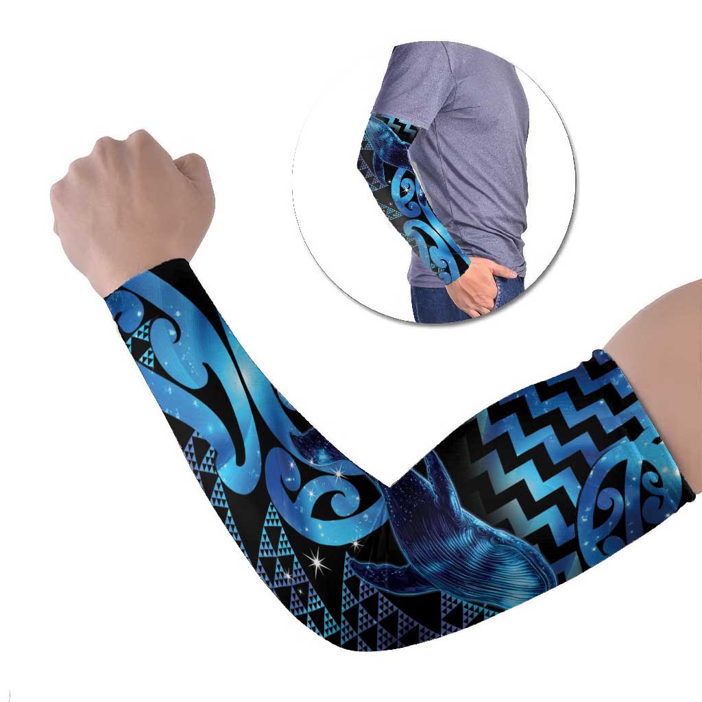Humpback Whale Matariki New Zealand Arm Sleeves NZ Maori Paikea Poutama Luxury Blue