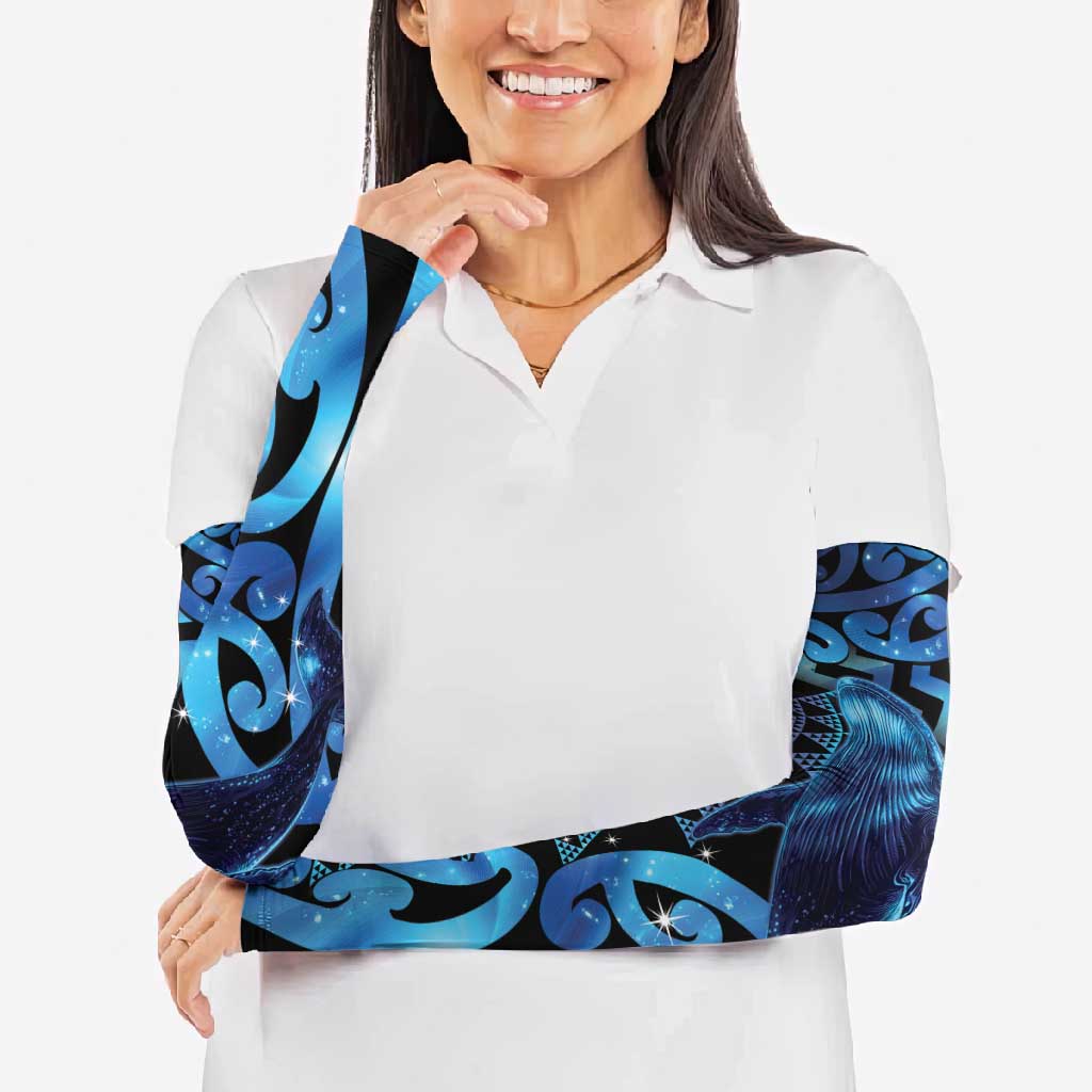 Humpback Whale Matariki New Zealand Arm Sleeves NZ Maori Paikea Poutama Luxury Blue