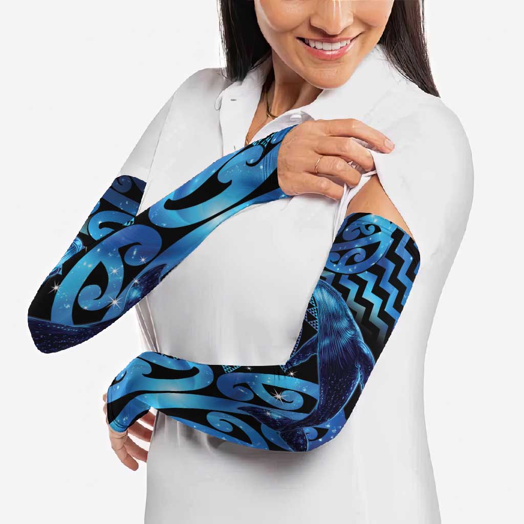 Humpback Whale Matariki New Zealand Arm Sleeves NZ Maori Paikea Poutama Luxury Blue