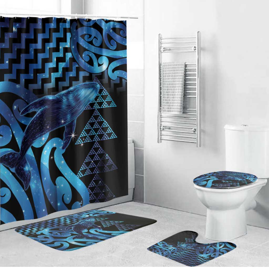 Humpback Whale Matariki New Zealand Bathroom Set NZ Maori Paikea Poutama Luxury Blue