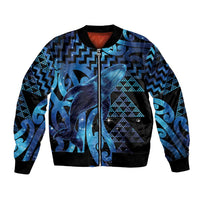 Humpback Whale Matariki New Zealand Bomber Jacket NZ Maori Paikea Poutama Luxury Blue