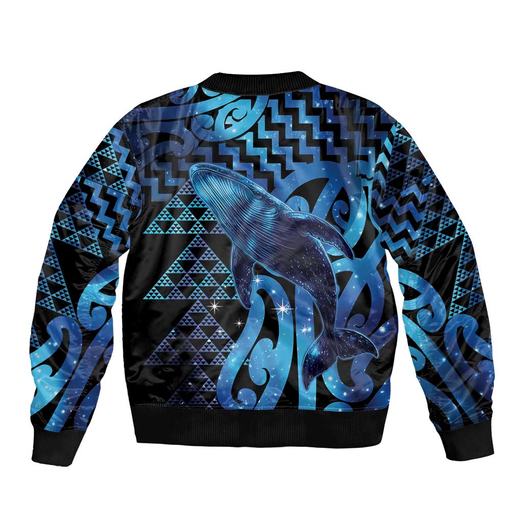 Humpback Whale Matariki New Zealand Bomber Jacket NZ Maori Paikea Poutama Luxury Blue
