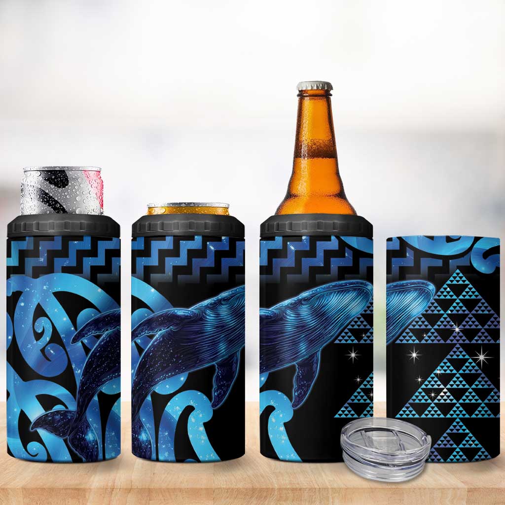 Humpback Whale Matariki New Zealand 4 in 1 Can Cooler Tumbler NZ Maori Paikea Poutama Luxury Blue LT14 - Polynesian Pride