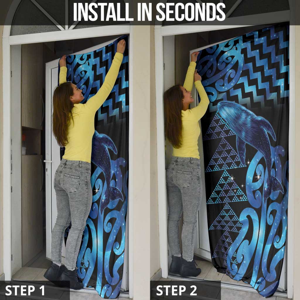 Humpback Whale Matariki New Zealand Door Cover NZ Maori Paikea Poutama Luxury Blue