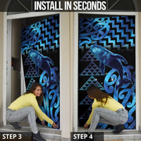 Humpback Whale Matariki New Zealand Door Cover NZ Maori Paikea Poutama Luxury Blue