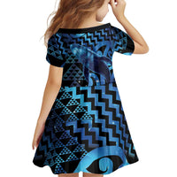 Humpback Whale Matariki New Zealand Family Matching Long Sleeve Bodycon Dress and Hawaiian Shirt NZ Maori Paikea Poutama Luxury Blue LT14 - Polynesian Pride