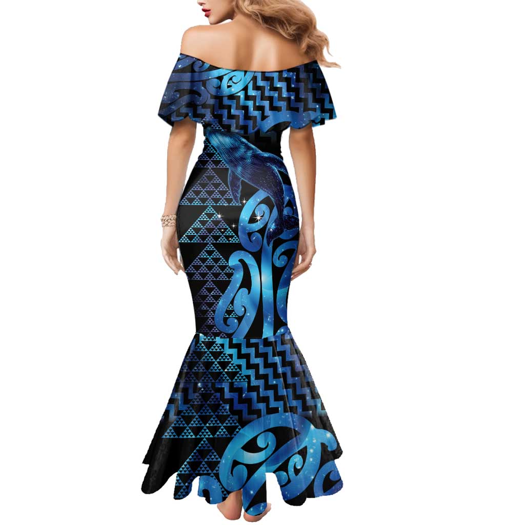 Humpback Whale Matariki New Zealand Family Matching Mermaid Dress and Hawaiian Shirt NZ Maori Paikea Poutama Luxury Blue LT14 - Polynesian Pride