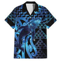 Humpback Whale Matariki New Zealand Family Matching Tank Maxi Dress and Hawaiian Shirt NZ Maori Paikea Poutama Luxury Blue LT14 Dad's Shirt - Short Sleeve Blue - Polynesian Pride