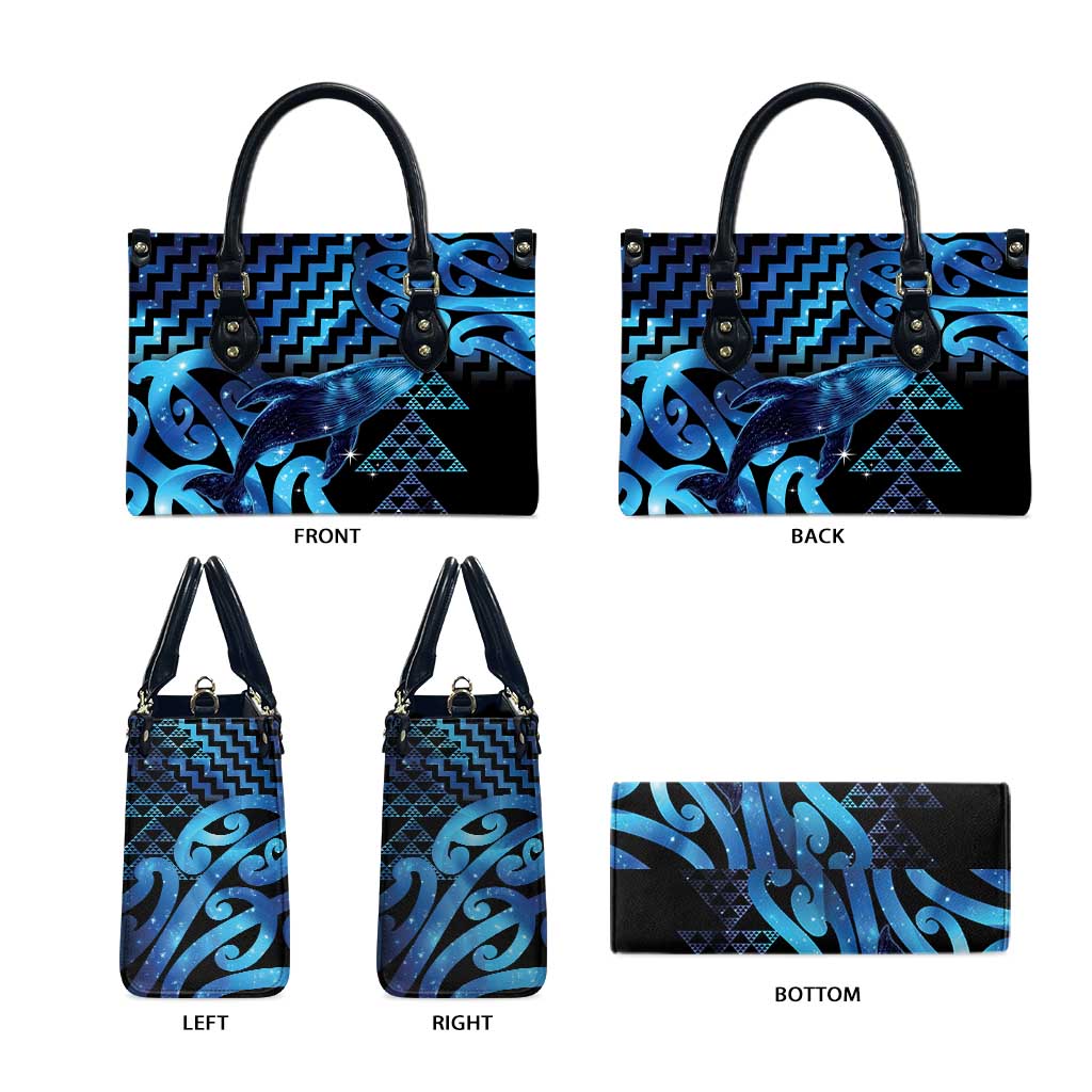 Humpback Whale Matariki New Zealand Leather Bag NZ Maori Paikea Poutama Luxury Blue
