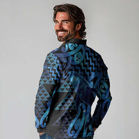 Humpback Whale Matariki New Zealand Long Sleeve Polo Shirt NZ Maori Paikea Poutama Luxury Blue