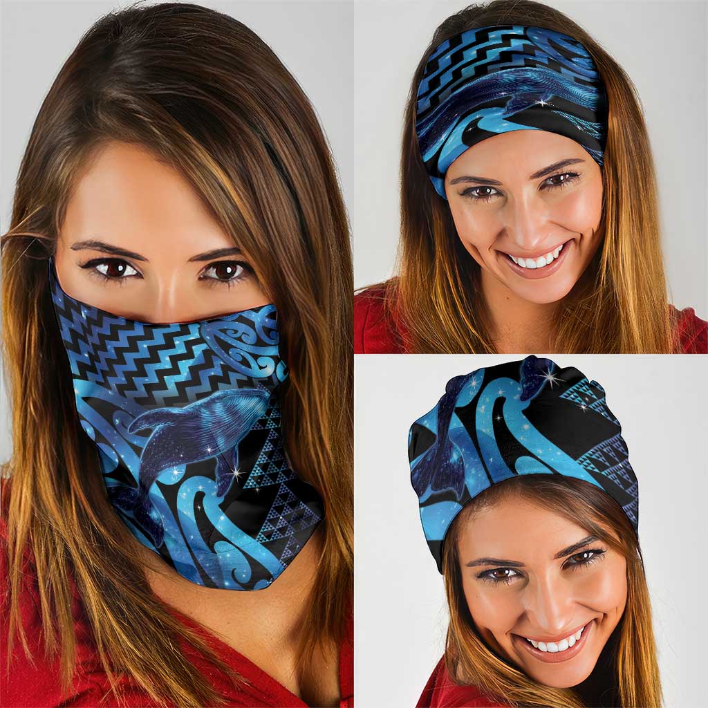 Humpback Whale Matariki New Zealand Neck Gaiter NZ Maori Paikea Poutama Luxury Blue