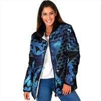 Humpback Whale Matariki New Zealand Padded Jacket NZ Maori Paikea Poutama Luxury Blue