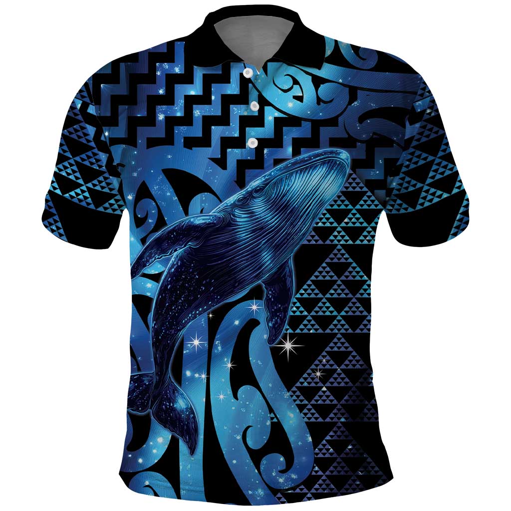 Humpback Whale Matariki New Zealand Polo Shirt NZ Maori Paikea Poutama Luxury Blue LT14 Blue - Polynesian Pride