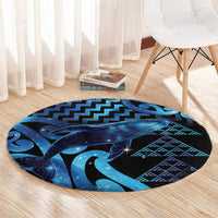 Humpback Whale Matariki New Zealand Round Carpet NZ Maori Paikea Poutama Luxury Blue