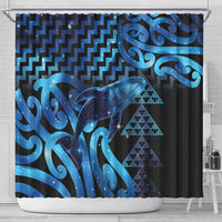 Humpback Whale Matariki New Zealand Shower Curtain NZ Maori Paikea Poutama Luxury Blue