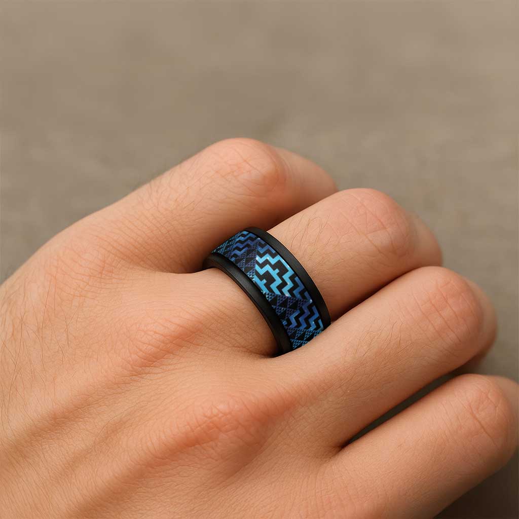 Humpback Whale Matariki New Zealand Spinner Ring NZ Maori Paikea Poutama Luxury Blue