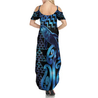 Humpback Whale Matariki New Zealand Summer Maxi Dress NZ Maori Paikea Poutama Luxury Blue LT14 - Polynesian Pride
