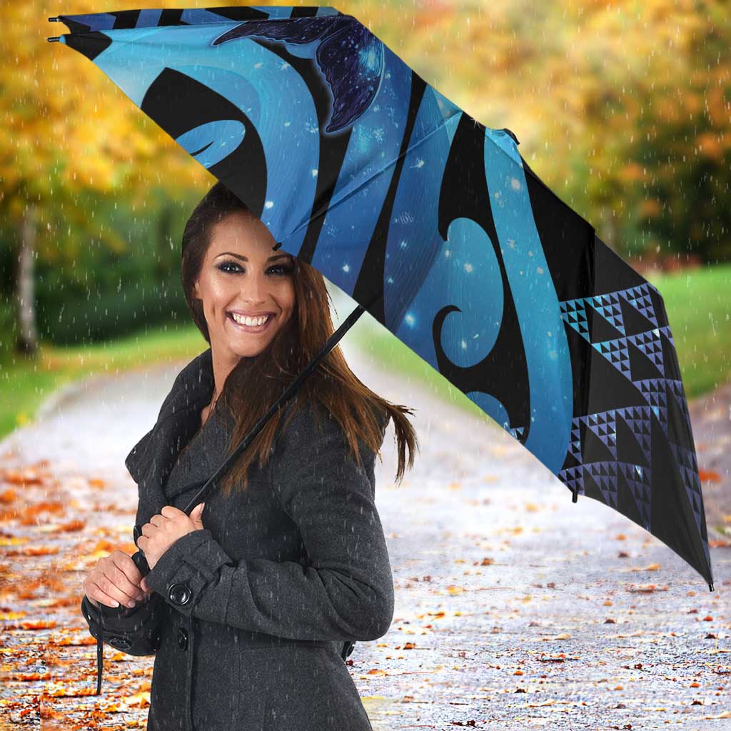 Humpback Whale Matariki New Zealand Umbrella NZ Maori Paikea Poutama Luxury Blue