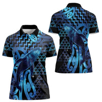 Humpback Whale Matariki New Zealand Women Polo Shirt NZ Maori Paikea Poutama Luxury Blue LT14 - Polynesian Pride