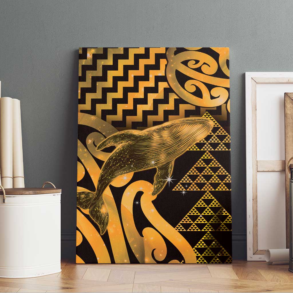 Humpback Whale Matariki New Zealand Canvas Wall Art NZ Maori Paikea Poutama Luxury Gold