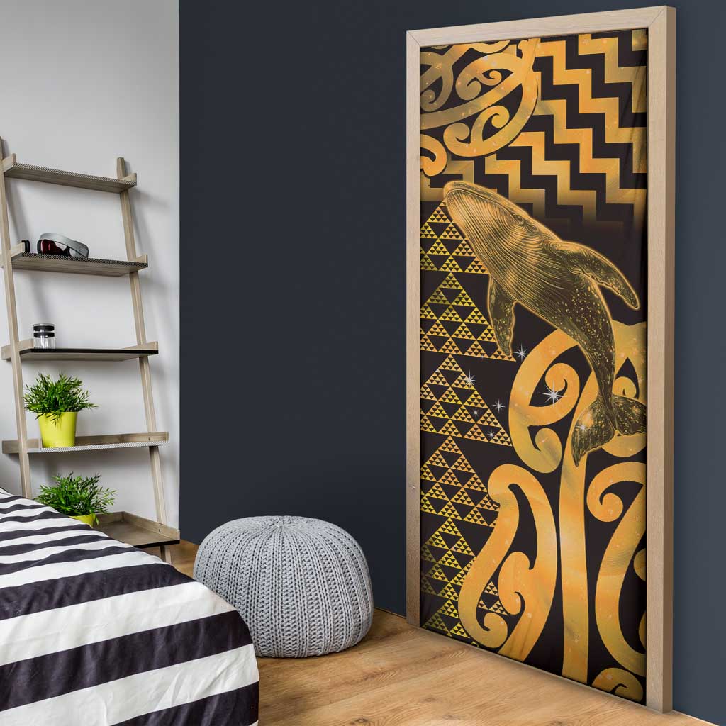 Humpback Whale Matariki New Zealand Door Cover NZ Maori Paikea Poutama Luxury Gold