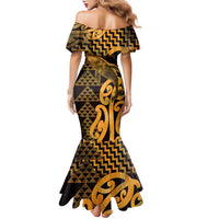 Humpback Whale Matariki New Zealand Family Matching Mermaid Dress and Hawaiian Shirt NZ Maori Paikea Poutama Luxury Gold LT14 - Polynesian Pride