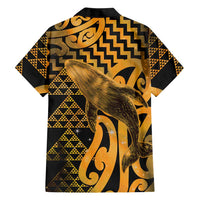 Humpback Whale Matariki New Zealand Family Matching Off Shoulder Maxi Dress and Hawaiian Shirt NZ Maori Paikea Poutama Luxury Gold LT14 - Polynesian Pride