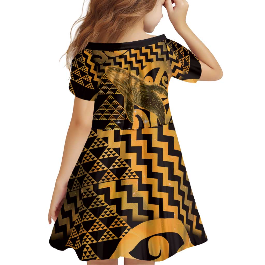 Humpback Whale Matariki New Zealand Family Matching Puletasi and Hawaiian Shirt NZ Maori Paikea Poutama Luxury Gold LT14 - Polynesian Pride