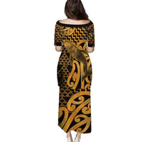 Humpback Whale Matariki New Zealand Family Matching Puletasi and Hawaiian Shirt NZ Maori Paikea Poutama Luxury Gold LT14 - Polynesian Pride