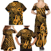 Humpback Whale Matariki New Zealand Family Matching Summer Maxi Dress and Hawaiian Shirt NZ Maori Paikea Poutama Luxury Gold LT14 - Polynesian Pride