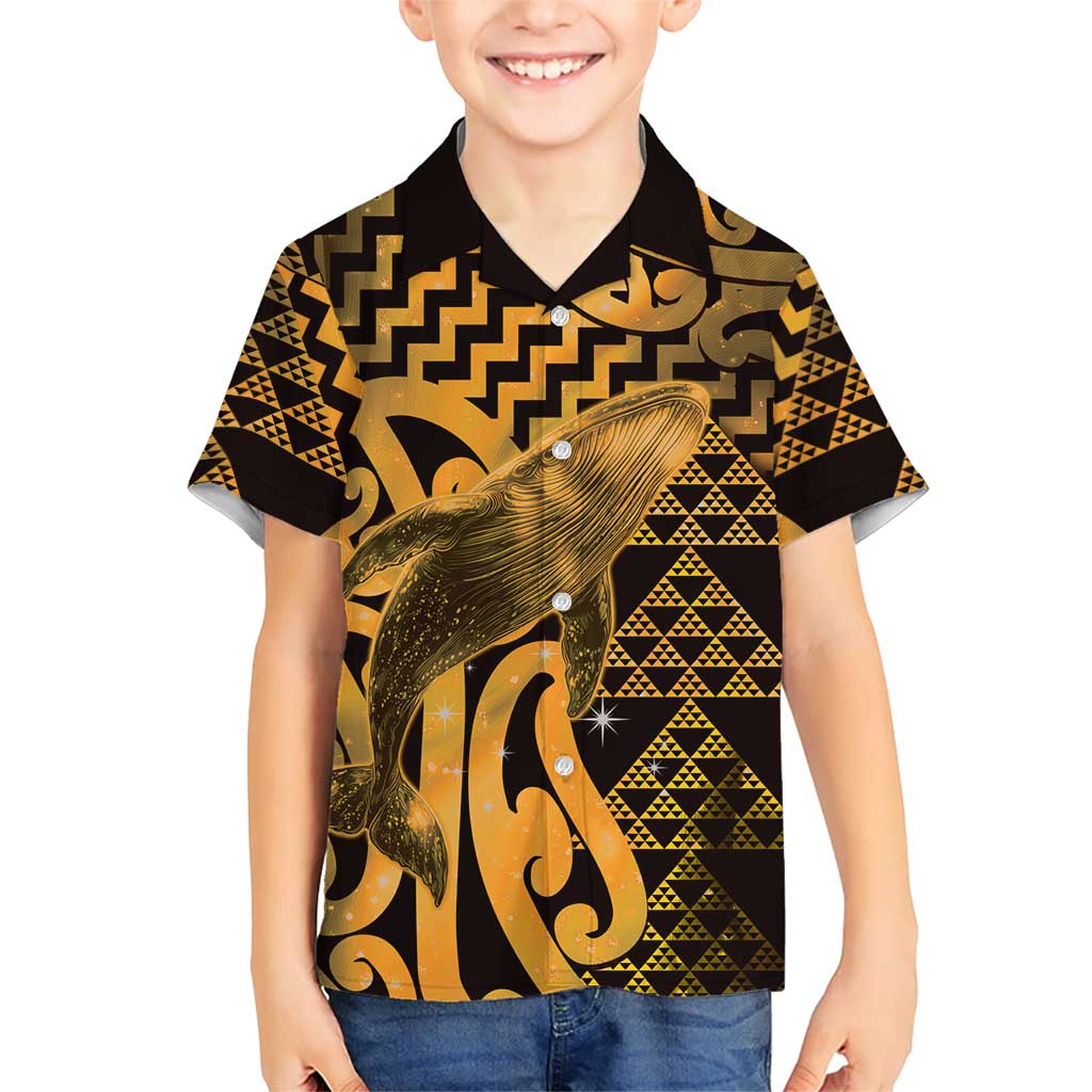 Humpback Whale Matariki New Zealand Hawaiian Shirt NZ Maori Paikea Poutama Luxury Gold