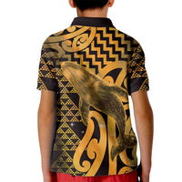 Humpback Whale Matariki New Zealand Kid Polo Shirt NZ Maori Paikea Poutama Luxury Gold