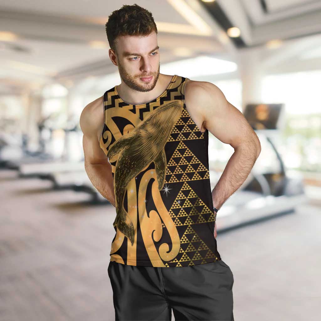Humpback Whale Matariki New Zealand Men Tank Top NZ Maori Paikea Poutama Luxury Gold LT14 Gold - Polynesian Pride