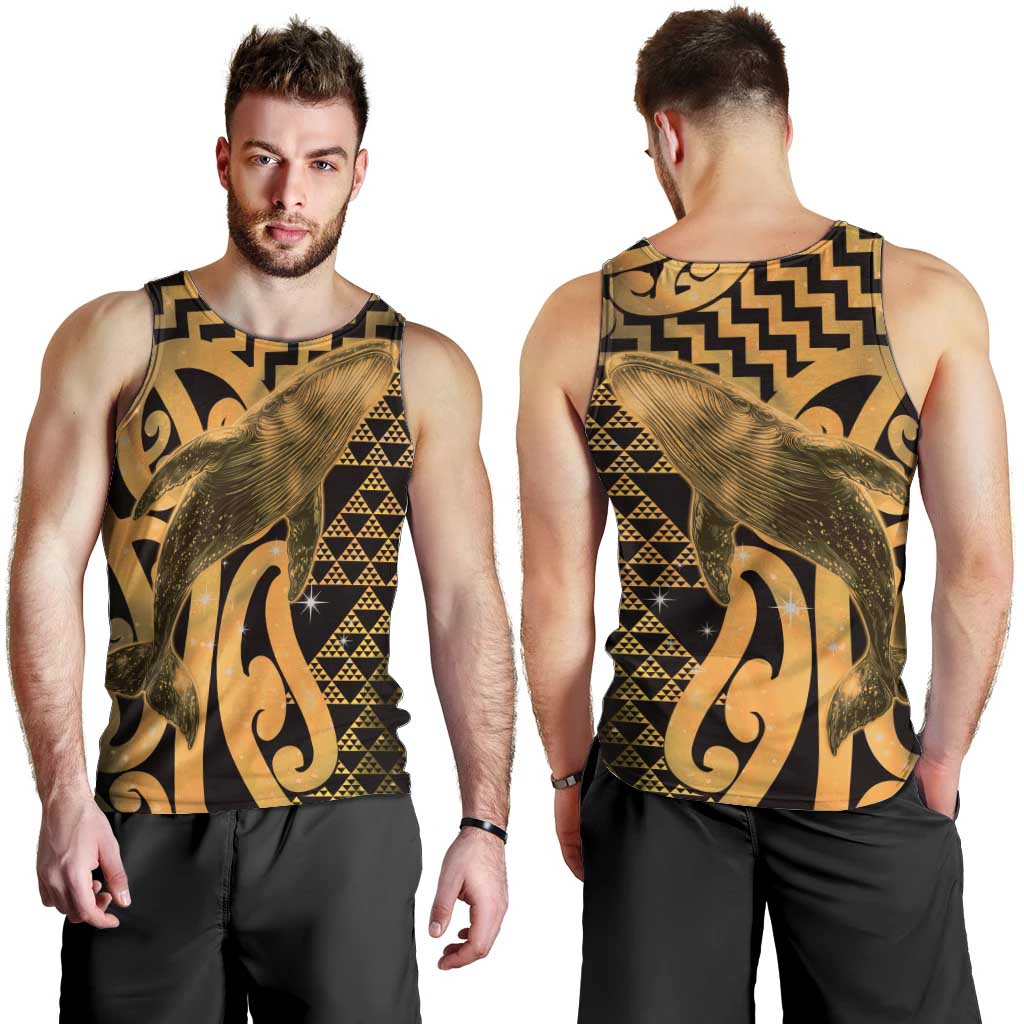 Humpback Whale Matariki New Zealand Men Tank Top NZ Maori Paikea Poutama Luxury Gold LT14 - Polynesian Pride