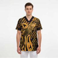 Humpback Whale Matariki New Zealand Scrub Top NZ Maori Paikea Poutama Luxury Gold