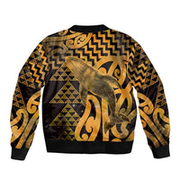 Humpback Whale Matariki New Zealand Sleeve Zip Bomber Jacket NZ Maori Paikea Poutama Luxury Gold