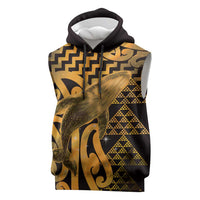 Humpback Whale Matariki New Zealand Sleeveless Hoodie NZ Maori Paikea Poutama Luxury Gold LT14 Gold - Polynesian Pride